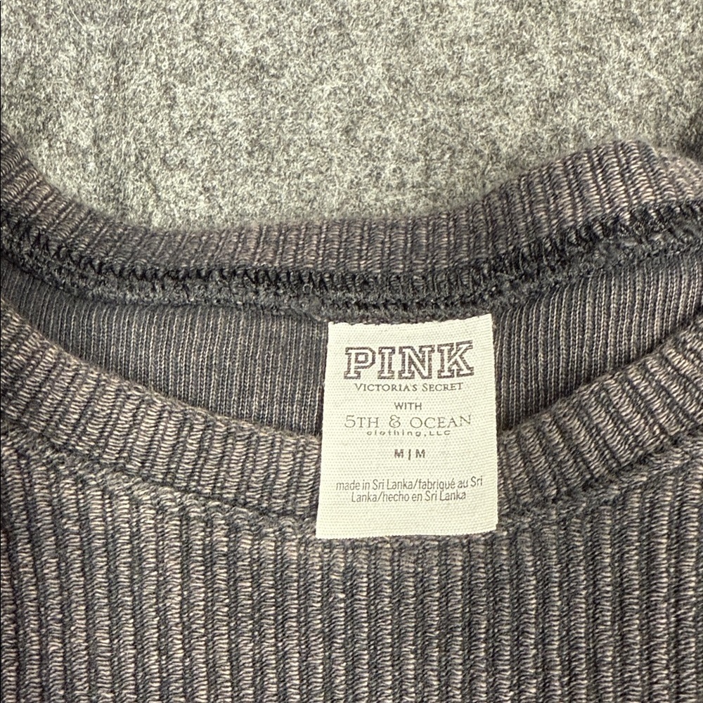 PINK Victoria's Secret Charcoal Crewneck Sweater with Orange Logo - Picture 5 of 6